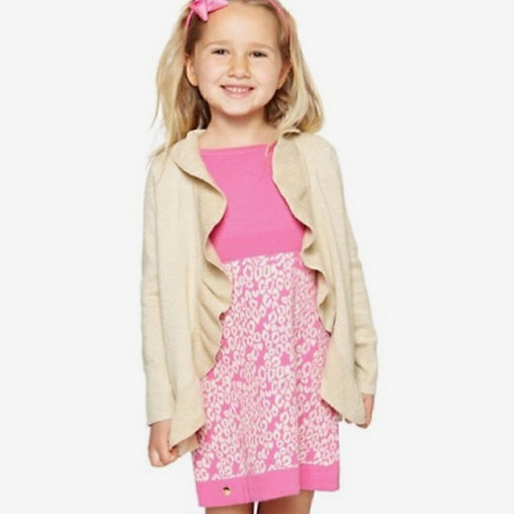 Lilly Pulitzer Kiernan Gold Metallic Ruffle Girls Holiday Party Cardigan, Small